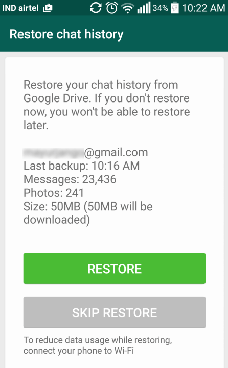 Restaurar mensajes de WhatsApp eliminados de Google Drive