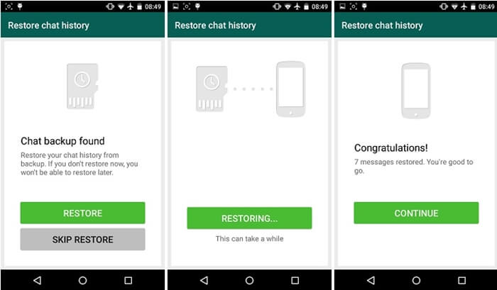 Restaurar el historial de chat de Whatsapp desde Samsung
