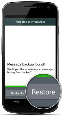 Restaurar mensajes de Whatsapp de copia de seguridad recientes