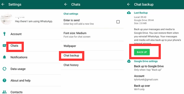 Copia de seguridad de los mensajes de WhatsApp en Android a Google Drive manualmente