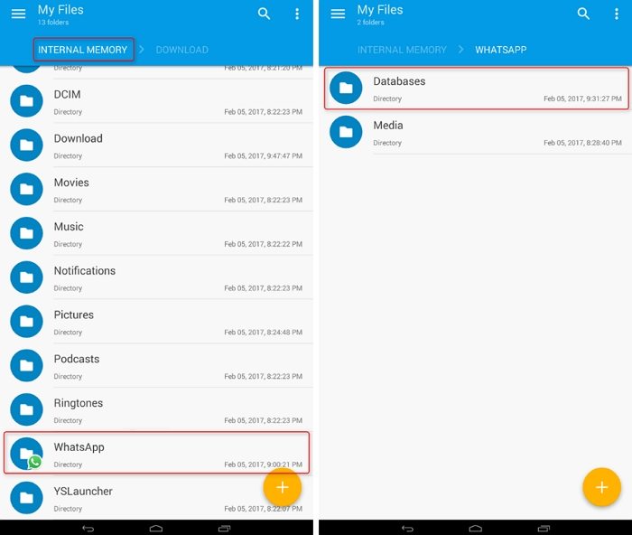 Encuentra la base de datos de WhatsApp