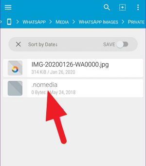 Métodos para solucionar "Los vídeos de WhatsApp no ​​se muestran en la galería" - Eliminar archivos NOMEDIA