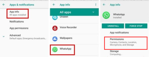 Permitir permisos importantes para WhatsApp