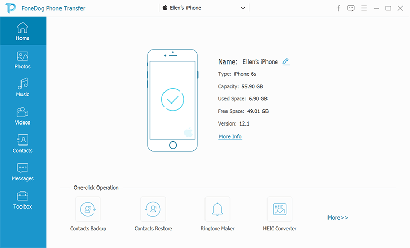 Inicie FoneDog Phone Transfer y conecte iPhone